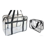 Kit Bolsa Transparente + Necessaire Grande  Praia - Piscina