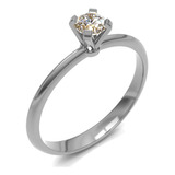 Anillo Compromiso Oro Blanco 14k Kt Diamante Natural 15 Ct