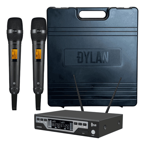 Kit Microfone Sem Fio Uhf Dylan D-8000 S Cor Preto Nf