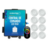 Kit 8 Led Piscina Abs Rgb 18w + Central + Controle Touch