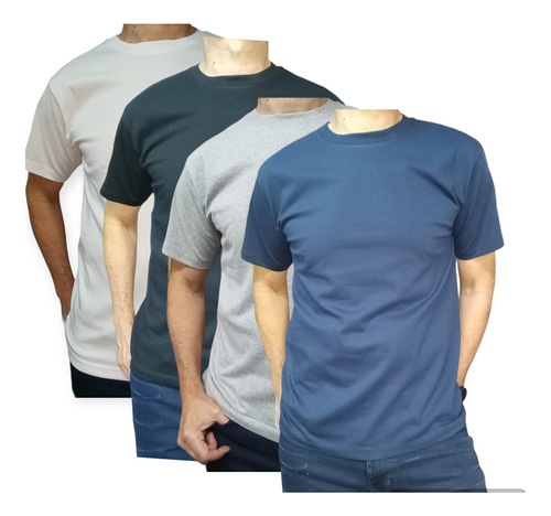 Pack X 4 Remeras Talle Especial  Hombre Algodon Peinado Lisa