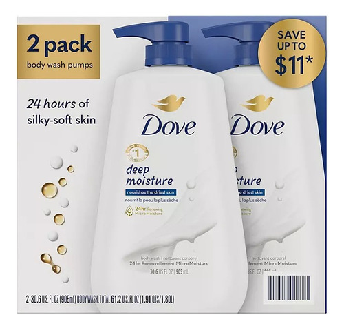 Dove Nourishing Body Wash, Deep Moisture (30.6 Oz, 2 Pk)