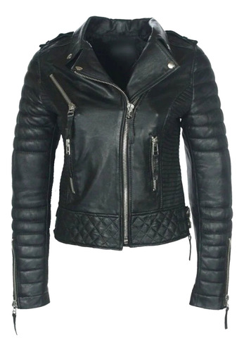 Campera Ecocuero Mujer Moda Entallada Y Cruzada Moda A95