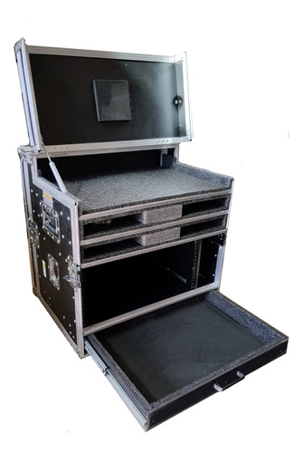 Case Rack Para Monitor + Ui24 + 1u + 4 Bases Mic + Gaveta 