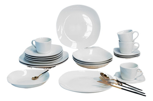 Vajilla Porcelana Blanca Para 4 Personas 20pz Vascella