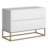 Mesa De Cabeceira Eros Estilo Industrial Branco 60 Cm Cor Branco/dourado