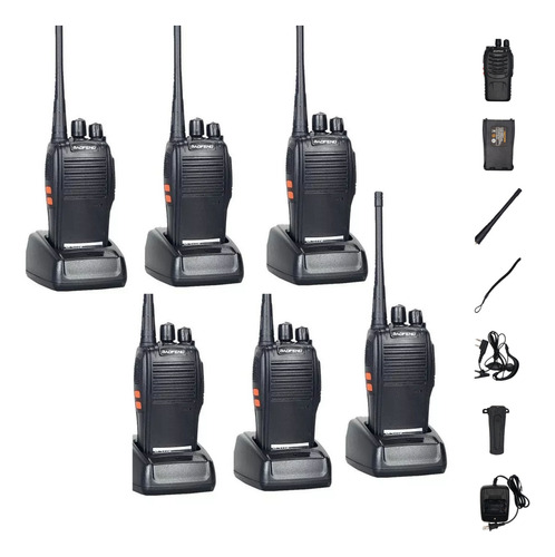 Kit 6 Radio Comunicador Walkie Talki 12km 16 Ch Baofeng 777s