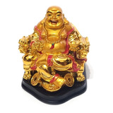 Buda Maitreya (mi Le) Para Decoração - Dourada 8,0 Cm P