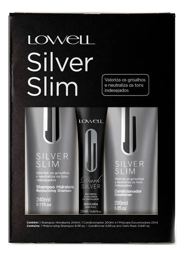 Lowell Kit Silver Slim Dark Sh 240ml + Cond 200ml + Ampola