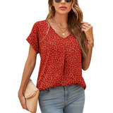 Blusa Moda Casual Elegante De Gasa Para Mujer Cuello V