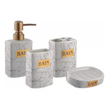 Set Baño Dispenser Jabonera Porta Cepillo Cerámica D+m Bazar