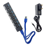 Hub Usb 3.0 Hi-speed 7 Portas Com Fonte 5 Gbps Hd Externo