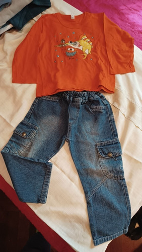 Ropa  Niño Conjunto Jeans Remera 