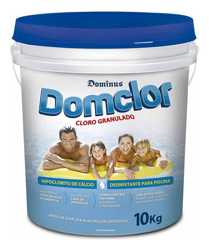 Cloro Domclor P/piscina Granulado Hipoclorito Cálcio 10kg