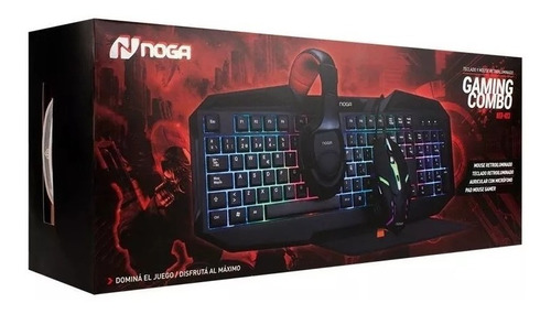 Kit Gamer Noga Teclado Mouse Auricular Pad Combo 4en1 Nkb403