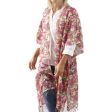 Set X3 Kimono Saco Estampad Chaleco Largo Pareo Mujer K15029