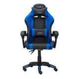 Cadeira De Escritório Racer X Comfort Gamer Ergonômica  Preto E Azul Com Estofado De Pu