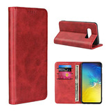 Funda Para Samsung S10e Rojo Piel Sintetica