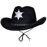 Sombrero Cowboy Cotillon Vaquero Negro Sheriff X 10 Unidad