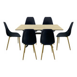 Set De Comedor Mesa Extensible 160x80 +6 Sillas Tulip Negras