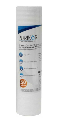 Filtro Cartucho Sedimentos 50 Micras Agua Potable 2.5x10x50