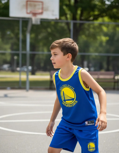 Conjunto Deportivo Short Camiseta Niño Nba Warriors