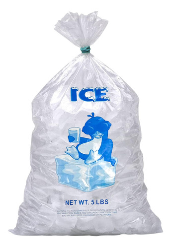 Bolsas De Hielo De Plástico Transparente De 5 Libras, 100 Bo