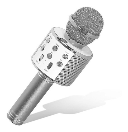Micrófono Karaoke Bluetooth Parlante Android Ios Plata 858