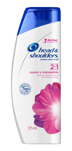 2 Pzs Head & Shoulders Shampoo 2en1 Suave Y Manejable 375ml