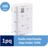 Toalla Interfoliada Doble Hoja Tork 1 Paquete De 200 Hojas