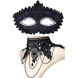 Negro Máscara Veneciana Máscara De La Mascarada Con La Princ