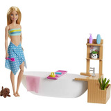 Barbie Muñeca De Baño Con Gas Y Set De Juego, Rubia, Con B