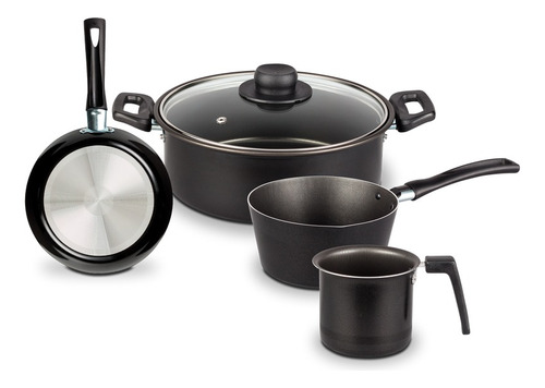 Batería De Cocina Deleite Casamoda 5 Piezas Antiadherente Color Negro