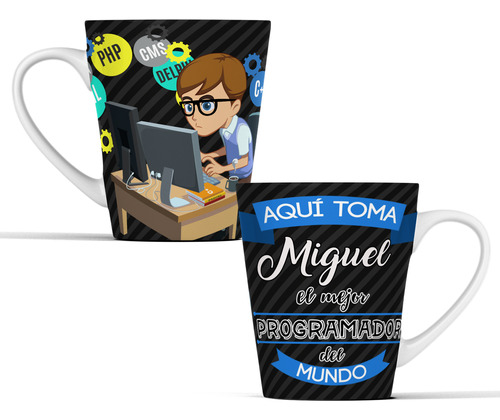 Taza El Mejor Programador Del Mu Sublimada Cónica 12oz M600