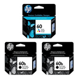 Kit 3 Cartuchos/hp 60b Original Preto 2 + 1 60colorido