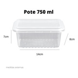 Pote Descartável Retangular Freezer Microondas 750ml 24 Unidades