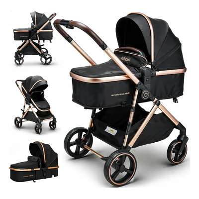 Carriola De Bebé 0-3 Años, Cochecito 2 En 1 Hibobi Plegable Portátil Con Cunita Para Recién Nacido, Mosquitero, Capota Y Asiento Ajustables, Ligera De Viaje,alta Vista, Manillar Ergonómico, Hasta 30kg | Meses sin interés