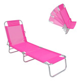 Cadeira Espreguiçadeira Praia Piscinas Textilene Rosa