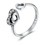 Anillo Mujer Ajustable Compromiso Corazon Amor En Plata 925