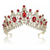 Nodg Coronas De Cristal Rojo Para Mujer, Tiaras De Corona Vi