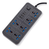 Regulador Electrico Multicontactos Extension 6 Salidas 4 Usb