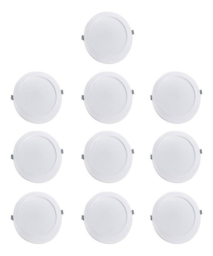 Pack 10 Foco Panel Plafon Led Embutido Redondo 24w Calida