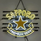 Sign. Sapporo Neon, Bar, Vidrio Vintage, Luz Neon 19x15