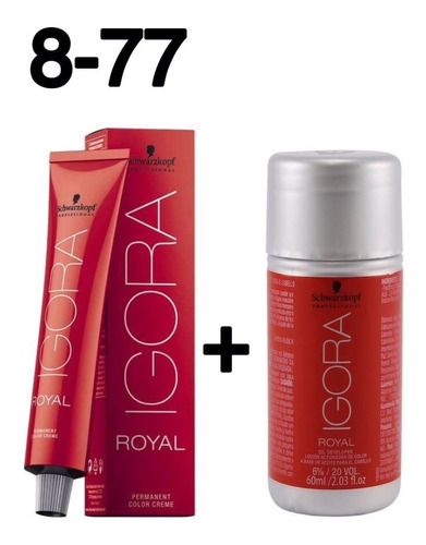 Coloração Igora Royal Louro Claro Cobre Extra 8-77 + Ox 20 V