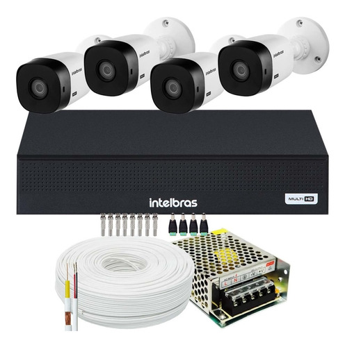 Kit Intelbras 4 Câmeras Vhl 1120 20m Dvr De 8 Canais Sem Hd