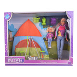 Muñeca Paloma Y Caro De Camping En Carpa Con Accesorios