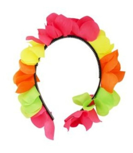 5 Vinchas Flores Fluo Cotillon