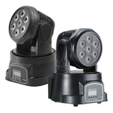 Kit 2 Mini Moving Head Wash 7 Led 12w Quadriled Rgbw Dmx