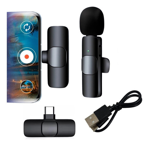 Microfone De Lapela Sem Fio Compativel iPhone Android E Pc