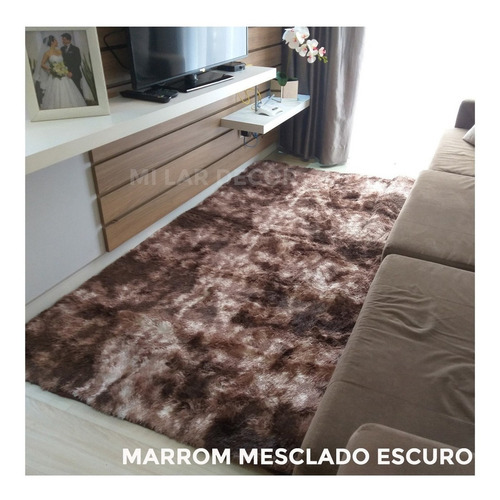 Tapete 2,00x1,00 Super Peludo Passadeira Quarto Corredor Cor Marrom Mesclado Escuro